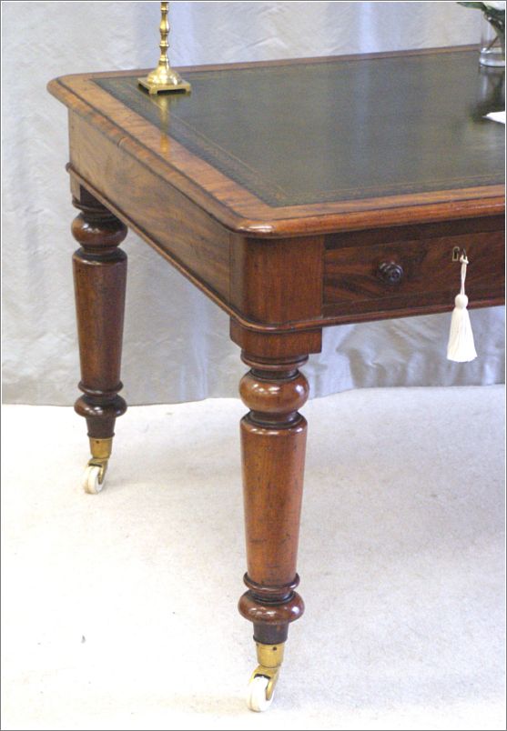 3050 Antique Victorian Mahogany Six Drawer Library Table (3)